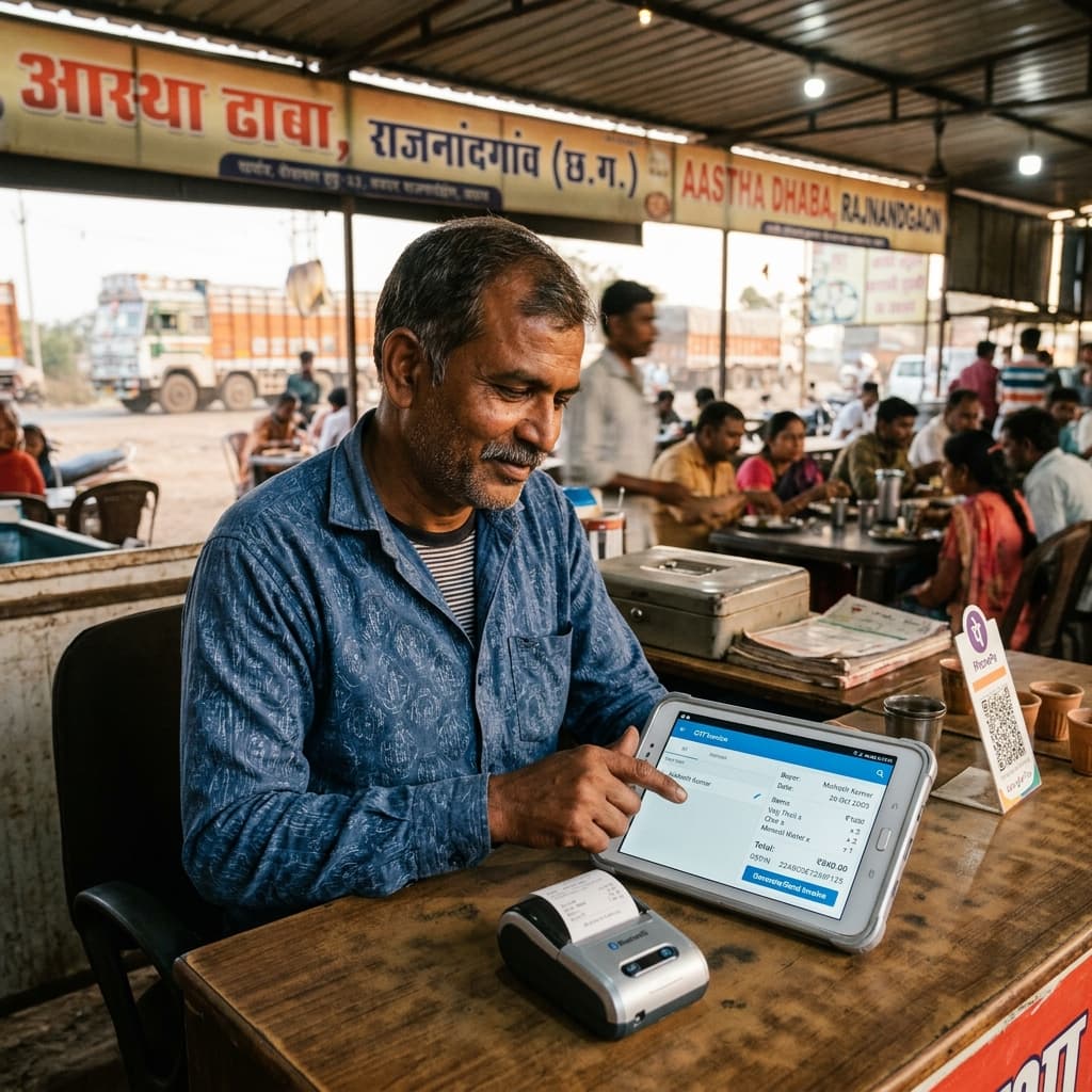 Highway dhaba in Rajnandgaon generating GST invoice